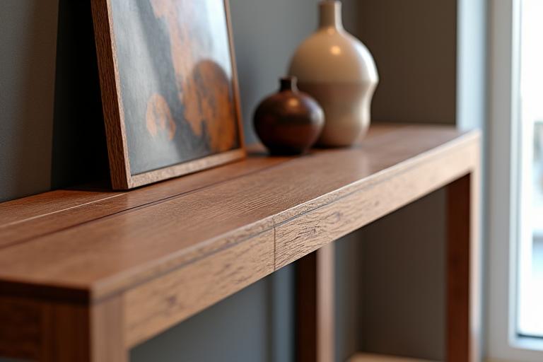 Artfully designed custom wooden console table